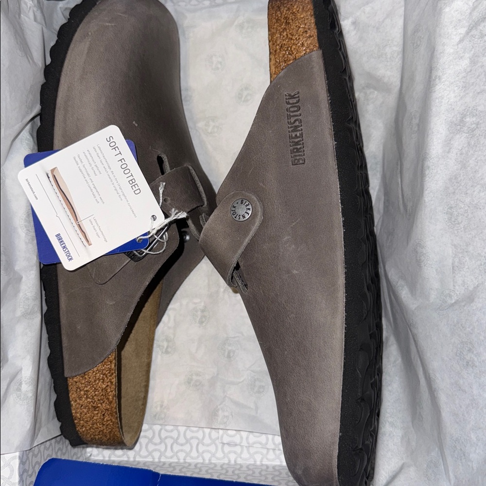 Birkenstock Boston Soft Footbed Oiled Leather Clog Iron Sz 42 M (9), W (11-11.5) - Picture 5 of 6